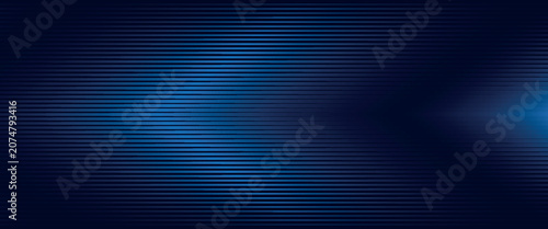 Abstract blue arrow glowing with lighting and line grid on blue background technology hi-tech concept