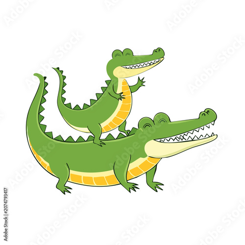 Cartoon Crocodile Stack Illustration
