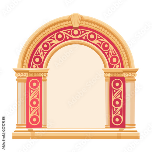 Ornate classical archway with decorative columns vector
