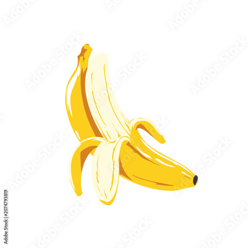 Peeled banana flat vector illustration