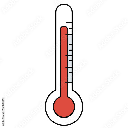 Red thermometer icon with temperature scale