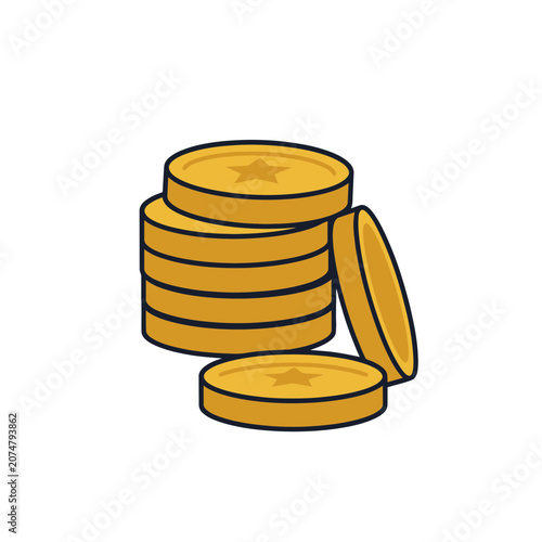 Stack of gold coins with star symbol vector illustration