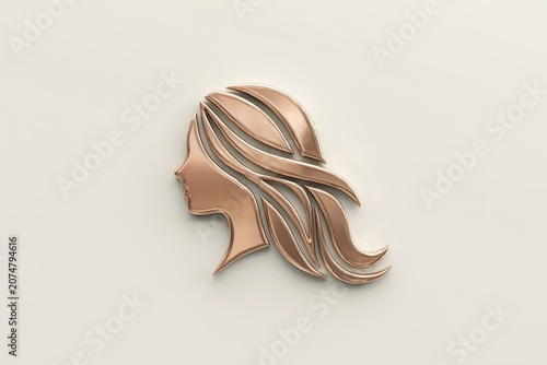 Luxury Metallic Female Beauty Profile Icon Isolated on White Background 3D Illustration