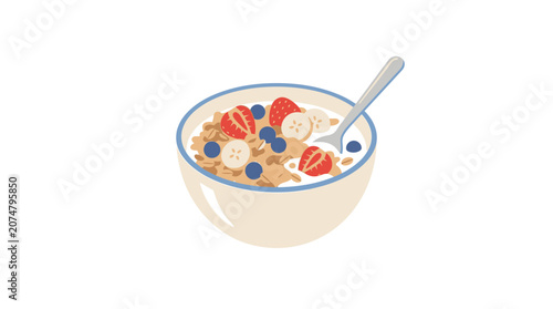 Bowl of oatmeal with fresh berries.