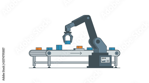 Industrial robotic arm machine assembly.
