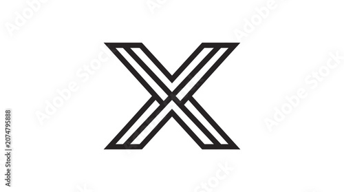 Large X shaped symbol mark.