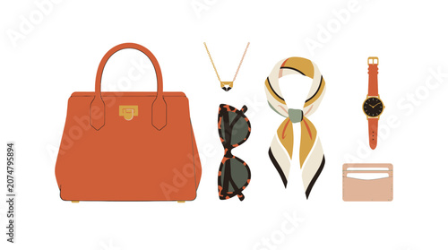 Orange Handbag and Fashion Accessories.