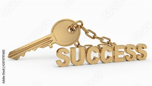 Golden Key with Success Text Symbolizing Achievement, Growth and Business Success