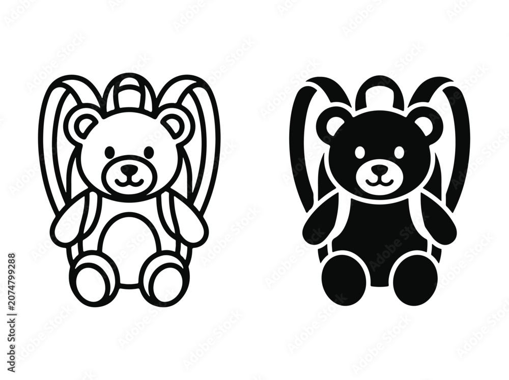 Obraz premium Teddy Bear Backpack Retro Cute Plush Bag Design for Kids School Products