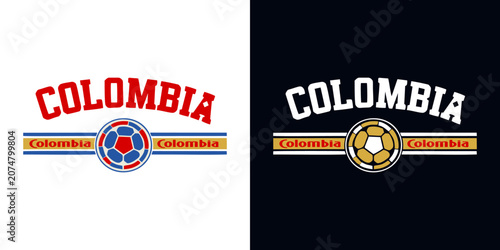 Colombia National Eagle Crest with Soccer Ball Graphic Element Set for Sports Apparel