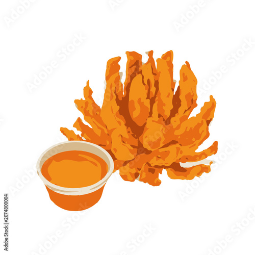 Fried Chicken Tenders with Dipping Sauce Vector Illustration