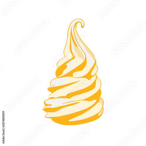 Orange and yellow soft serve ice cream swirl vector illustration