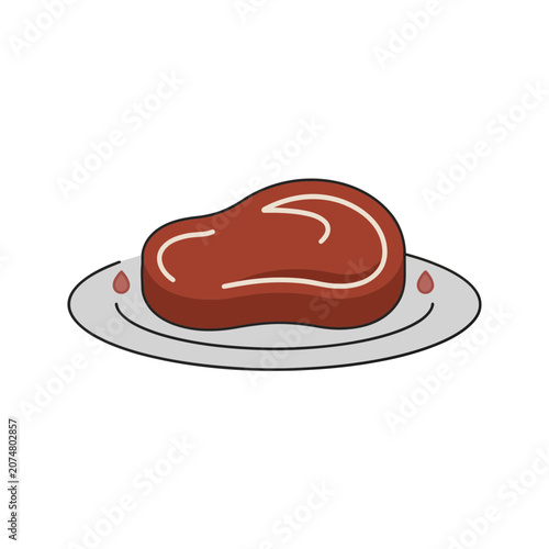Flat illustration of a steak on a plate