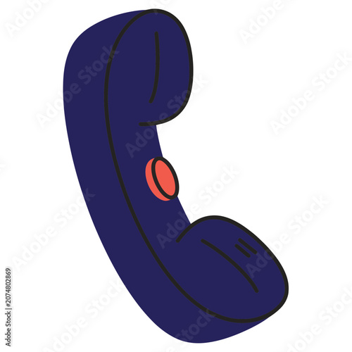 Flat illustration of a vintage telephone receiver