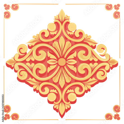 Baroque Ornamental Floral Scrollwork Design