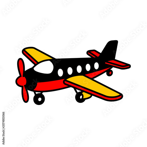 Cartoon Airplane with Propeller Vector Illustration