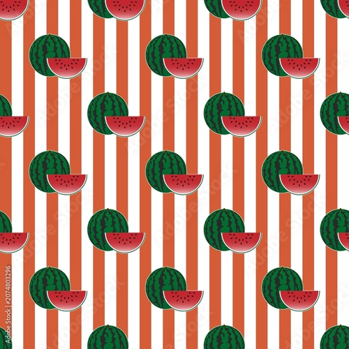 Seamless Watermelon Stripe Pattern Background in Terracotta