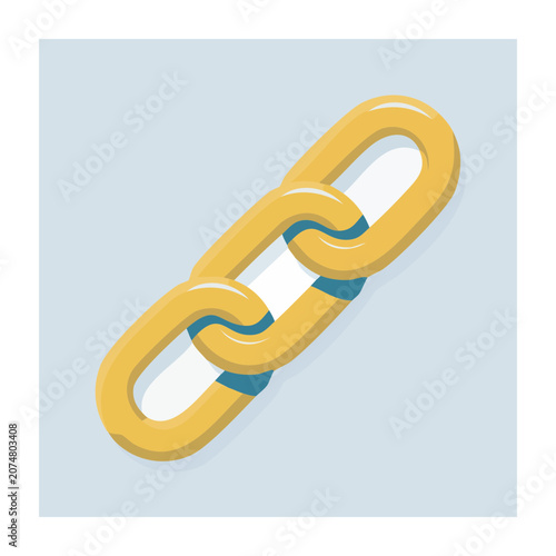 Flat vector illustration of a golden chain link