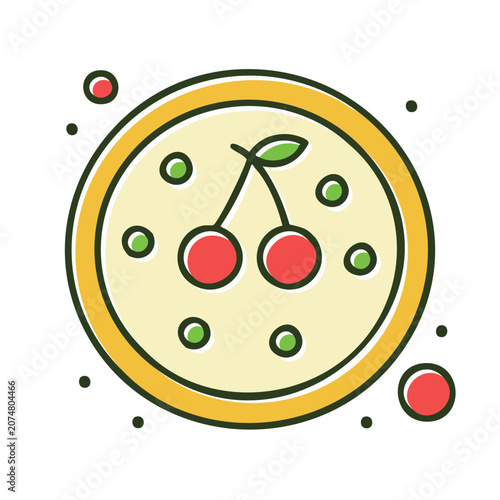Flat vector illustration of cherry pizza
