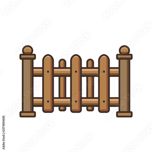 Wooden Picket Fence Vector Illustration