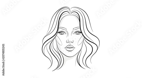Schilderij op canvas Woman Face Portrait Illustration Closeup.