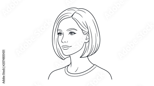 Woman with short bob hairstyle smiling.