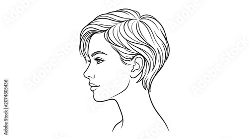 Woman with short stylish hair profile.