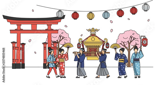 Women in traditional Japanese kimono walking.