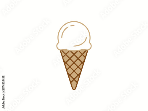 Simple Vanilla Ice Cream Cone Icon - Minimalist Dessert Illustration