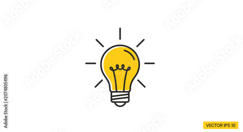 Yellow Light Bulb Idea Concept Symbol.
