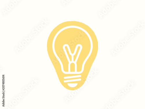 Creative Idea Light Bulb Icon Yellow Outline on White Background - Innovation Concept