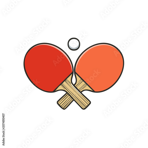 Table Tennis Paddles and Ball Vector Illustration