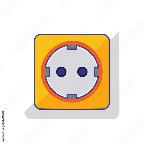 Yellow electrical outlet icon with orange ring