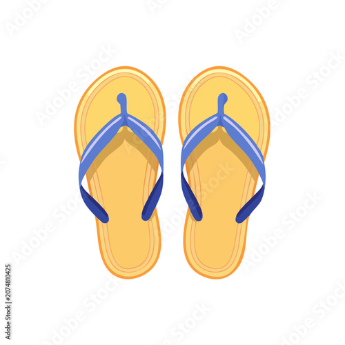Yellow and blue flip flops flat vector illustration