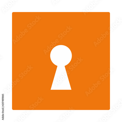 Orange keyhole icon on transparent background