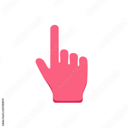 Pink hand pointing up with index finger extended