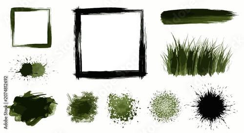 Black highlighter brush stroke lines set for underline banners, dry paint marker stripes, rough grunge ink smears and bold hand drawn highlight elements, Grunge paint lines
