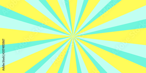 Psychedelic swirl backdrop with blue and yellow spiral creating vintage Y2K aesthetic. Colorful whirlpool bg. Retro radial vortex design featuring pastel colors, whimsical circus-inspired illustration