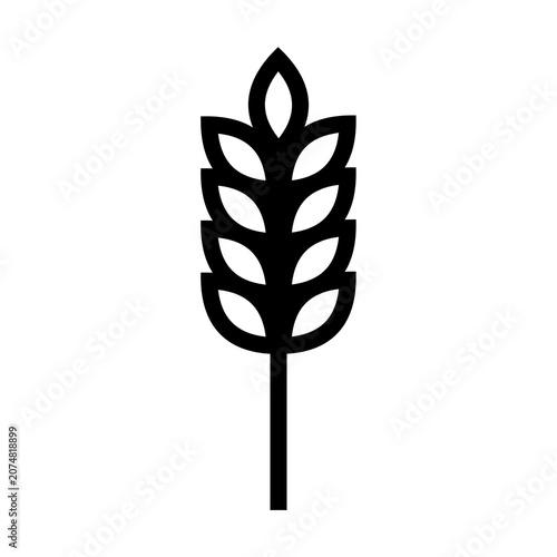 A bold, solid silhouette icon of a wheat stalk, symbolizing harvest, organic food, farming, and natural agricultural products.