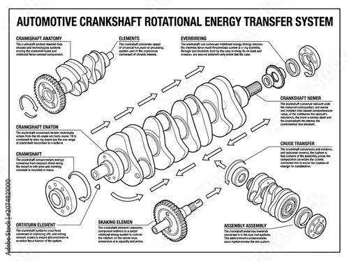 Foto Automotive crankshaft rotational energy transfer system exploded drawing