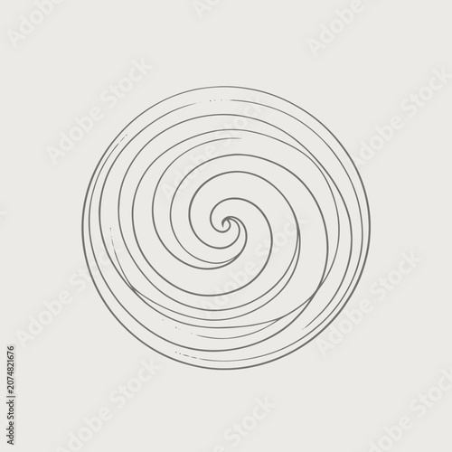 Abstract Geometric Swirl Spiral in Circle on Neutral Background