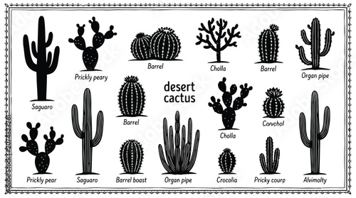 Photos Black cactus icons set