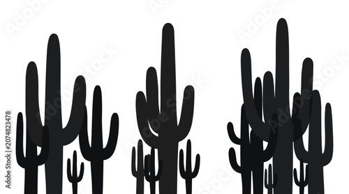 Photos Black cactus silhouettes on white