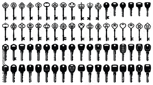 фотографія Collection of various old and new metal keys