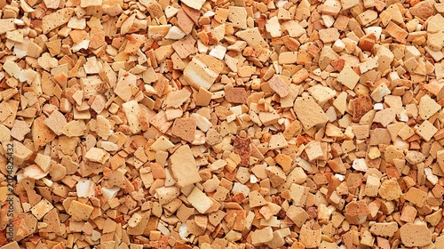 Cork granule pile irregular chunks close up