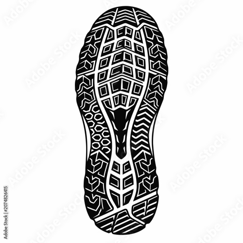 Black Shoe Sole Pattern on White Background