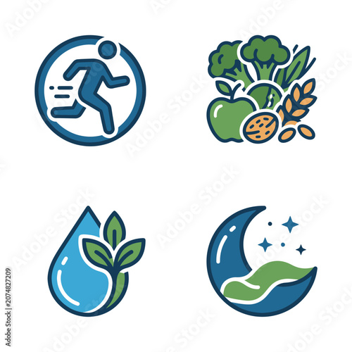 Healthy Lifestyle Icons Set Graphic.