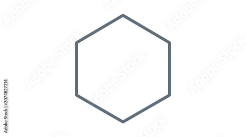 Hexagon shape with six sides.
