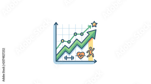 Increasing business growth chart graph.