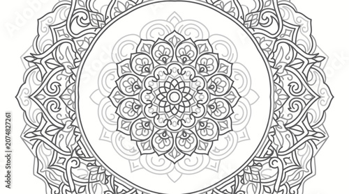 Intricate black and white mandala design.